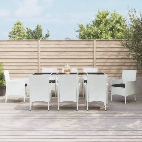 Garten-Essgruppe 9-teilig und weiße Kissen aus synthetischem Rattan von vidaXL, Gartensets - Ref: Foro24-3187345, Preis: 613,...