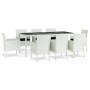 Set comedor para jardín 9 pzas y cojines ratán sintético blanco de vidaXL, Conjuntos de jardín - Ref: Foro24-3187345, Precio:...