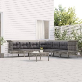 8-piece garden furniture set and gray synthetic rattan cushions by vidaXL, Garden sets - Ref: Foro24-3187520, Price: 398,51 €...