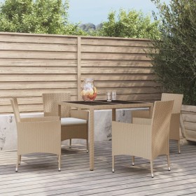 5-teiliges Garten-Essset mit beigen Kissen aus synthetischem Rattan von vidaXL, Gartensets - Ref: Foro24-3187349, Preis: 345,...