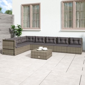 7-teiliges Gartenmöbel-Set und graue synthetische Rattankissen von vidaXL, Gartensets - Ref: Foro24-3187183, Preis: 663,99 €,...