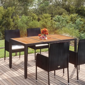 Garden table black PE rattan wooden surface 150x90x75 cm by vidaXL, Garden tables - Ref: Foro24-319901, Price: 181,89 €, Disc...