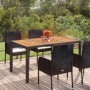 Mesa de jardín superficie de madera ratán PE negro 150x90x75 cm de vidaXL, Mesas de jardín - Ref: Foro24-319901, Precio: 181,...