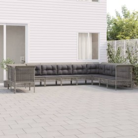 10-piece garden furniture set and gray synthetic rattan cushions by vidaXL, Garden sets - Ref: Foro24-3187535, Price: 560,99 ...