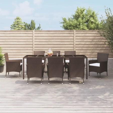 Garden dining set 9 pieces and brown synthetic rattan cushions by vidaXL, Garden sets - Ref: Foro24-3187314, Price: 711,48 €,...