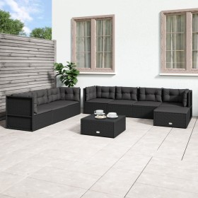 Garden furniture set 8 pieces and black synthetic rattan cushions by vidaXL, Garden sets - Ref: Foro24-3187094, Price: 633,99...