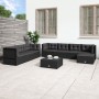 8-teiliges Gartenmöbel-Set und Kissen aus synthetischem Rattan schwarz von vidaXL, Gartensets - Ref: Foro24-3187094, Preis: 6...