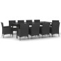 Set de comedor jardín 11 pzas con cojines ratán sintético negro de vidaXL, Conjuntos de jardín - Ref: Foro24-3187323, Precio:...