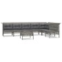 Set de muebles de jardín 8 pzas y cojines ratán sintético gris de vidaXL, Conjuntos de jardín - Ref: Foro24-3187518, Precio: ...