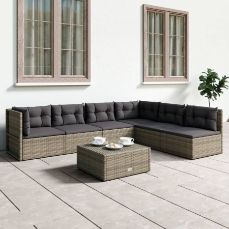 6-teiliges Gartenmöbel-Set und graue synthetische Rattankissen von vidaXL, Gartensets - Ref: Foro24-3187181, Preis: 506,99 €,...