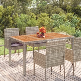 Mesa de jardín superficie de madera ratán PE gris 150x90x75 cm de vidaXL, Mesas de jardín - Ref: Foro24-319902, Precio: 162,9...