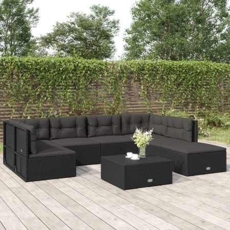 Gartenmöbel- und Kissenset, 7-teilig, schwarzes synthetisches Rattan von vidaXL, Gartensets - Ref: Foro24-3187156, Preis: 571...