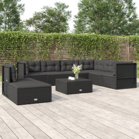 8-teiliges Gartenmöbel-Set und schwarze synthetische Rattankissen von vidaXL, Gartensets - Ref: Foro24-3187136, Preis: 680,99...