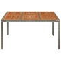 Mesa de jardín superficie de madera ratán PE gris 150x90x75 cm de vidaXL, Mesas de jardín - Ref: Foro24-319902, Precio: 162,2...