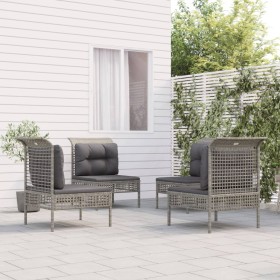 4-teiliges Gartenmöbel-Set und graue synthetische Rattankissen von vidaXL, Gartensets - Ref: Foro24-3187481, Preis: 186,99 €,...