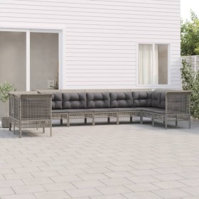 9-teiliges Gartenmöbel-Set und Kissen synthetisches Rattangrau von vidaXL, Gartensets - Ref: Foro24-3187547, Preis: 505,99 €,...