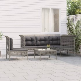 6-teiliges Gartenmöbel-Set und graue synthetische Rattankissen von vidaXL, Gartensets - Ref: Foro24-3187523, Preis: 367,49 €,...