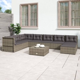 8-teiliges Gartenmöbel-Set und graue synthetische Rattankissen von vidaXL, Gartensets - Ref: Foro24-3187184, Preis: 745,99 €,...