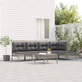 6-teiliges Gartenmöbel-Set und graue synthetische Rattankissen von vidaXL, Gartensets - Ref: Foro24-3187500, Preis: 258,99 €,...