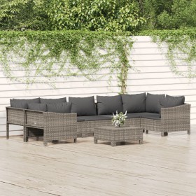 8-piece garden furniture set and gray synthetic rattan cushions by vidaXL, Garden sets - Ref: Foro24-3187303, Price: 575,43 €...