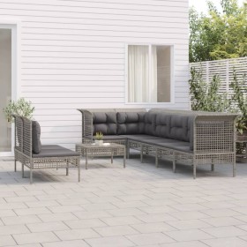 9-teiliges Gartenmöbel-Set und graue synthetische Rattankissen von vidaXL, Gartensets - Ref: Foro24-3187540, Preis: 454,58 €,...