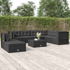 8-teiliges Gartenmöbel-Set und schwarze synthetische Rattankissen von vidaXL, Gartensets - Ref: Foro24-3187137, Preis: 720,99...