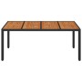 Mesa de jardín superficie de madera ratán PE negro 190x90x75 cm de vidaXL, Mesas de jardín - Ref: Foro24-319905, Precio: 168,...