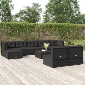 9-teiliges Gartenmöbel-Set und schwarze synthetische Rattankissen von vidaXL, Gartensets - Ref: Foro24-3187171, Preis: 699,99...