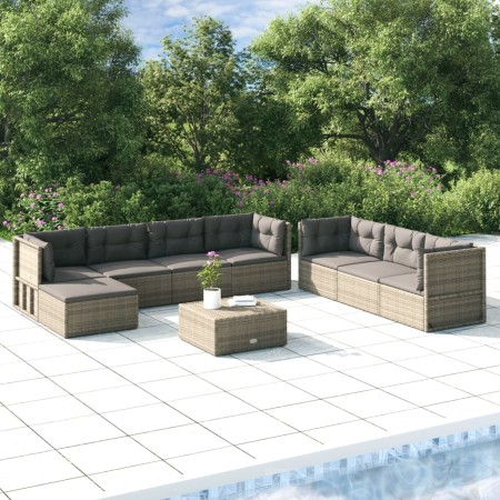 8-piece garden furniture set and gray synthetic rattan cushions by vidaXL, Garden sets - Ref: Foro24-3187249, Price: 675,12 €...