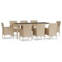 Set comedor de jardín 9 pzas con cojines ratán sintético beige de vidaXL, Conjuntos de jardín - Ref: Foro24-3187353, Precio: ...