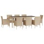 Set comedor de jardín 9 pzas con cojines ratán sintético beige de vidaXL, Conjuntos de jardín - Ref: Foro24-3187353, Precio: ...