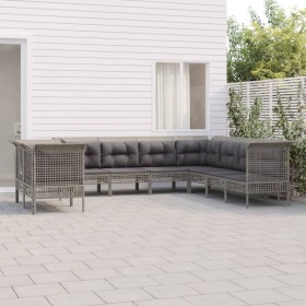 9-piece garden furniture set and gray synthetic rattan cushions by vidaXL, Garden sets - Ref: Foro24-3187534, Price: 535,70 €...