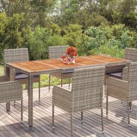 Garden table gray PE rattan wooden surface 190x90x75 cm by vidaXL, Garden tables - Ref: Foro24-319906, Price: 163,11 €, Disco...