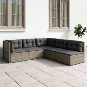 5-teiliges Gartenmöbel-Set und Kissen synthetisches Rattangrau von vidaXL, Gartensets - Ref: Foro24-3187179, Preis: 441,99 €,...