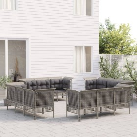 Gartenmöbel-Set, 12-teilig, graue synthetische Rattankissen von vidaXL, Gartensets - Ref: Foro24-3187483, Preis: 642,24 €, Ra...