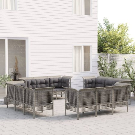 Gartenmöbel-Set, 12-teilig, graue synthetische Rattankissen von vidaXL, Gartensets - Ref: Foro24-3187483, Preis: 641,60 €, Ra...