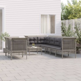 9-teiliges Gartenmöbel-Set und graue synthetische Rattankissen von vidaXL, Gartensets - Ref: Foro24-3187543, Preis: 457,45 €,...