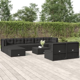 10-teiliges Gartenmöbel-Set synthetische Rattankissen schwarz von vidaXL, Gartensets - Ref: Foro24-3187172, Preis: 754,99 €, ...