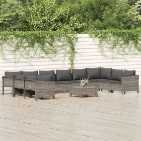 11-teiliges Gartenmöbel-Set und graue synthetische Rattankissen von vidaXL, Gartensets - Ref: Foro24-3187307, Preis: 725,99 €...