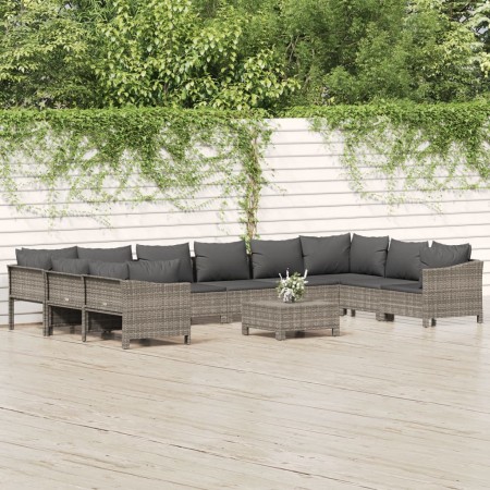 11-teiliges Gartenmöbel-Set und graue synthetische Rattankissen von vidaXL, Gartensets - Ref: Foro24-3187307, Preis: 728,02 €...