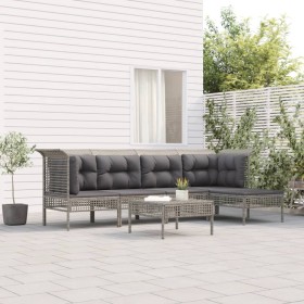 6-teiliges Gartenmöbel-Set und graue synthetische Rattankissen von vidaXL, Gartensets - Ref: Foro24-3187504, Preis: 273,98 €,...