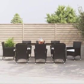 9-piece garden dining set and black synthetic rattan cushions by vidaXL, Garden sets - Ref: Foro24-3187322, Price: 706,83 €, ...