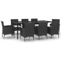 Set de comedor de jardín 9 pzas y cojines ratán sintético negro de vidaXL, Conjuntos de jardín - Ref: Foro24-3187322, Precio:...