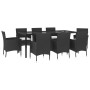 Set de comedor de jardín 9 pzas y cojines ratán sintético negro de vidaXL, Conjuntos de jardín - Ref: Foro24-3187322, Precio:...