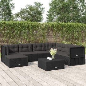 Garden furniture and cushions set 7 pieces black synthetic rattan by vidaXL, Garden sets - Ref: Foro24-3187157, Price: 586,99...