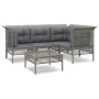 Set de muebles de jardín 5 pzas y cojines ratán sintético gris de vidaXL, Conjuntos de jardín - Ref: Foro24-3187506, Precio: ...