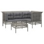 Set de muebles de jardín 5 pzas y cojines ratán sintético gris de vidaXL, Conjuntos de jardín - Ref: Foro24-3187506, Precio: ...