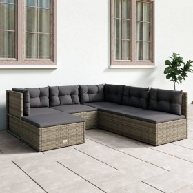 6-teiliges Gartenmöbel-Set und graue synthetische Rattankissen von vidaXL, Gartensets - Ref: Foro24-3187180, Preis: 565,99 €,...