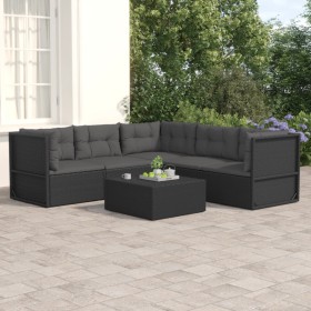 5-teiliges Gartenmöbel-Set und schwarze synthetische Rattankissen von vidaXL, Gartensets - Ref: Foro24-3187117, Preis: 492,99...