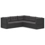 Set de muebles de jardín 5 pzas y cojines ratán sintético negro de vidaXL, Conjuntos de jardín - Ref: Foro24-3187117, Precio:...